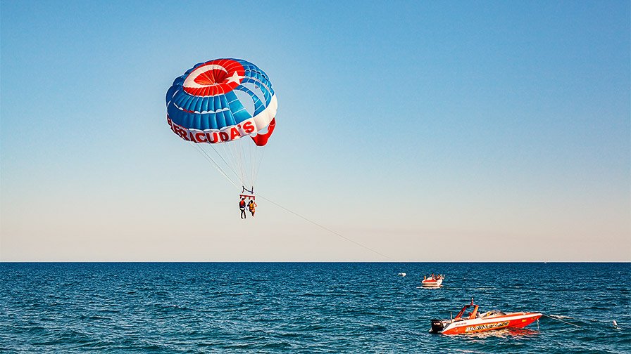 Tourists parasailing Antalya